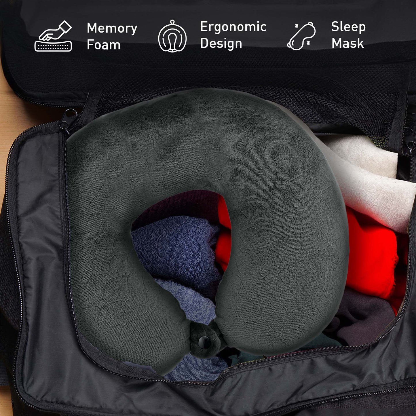 Pursonic Travel Comfort & Entertainment Bundle – 2-in-1 Water Bottle Speaker & Memory Foam Travel Pillow with Sleep Mask